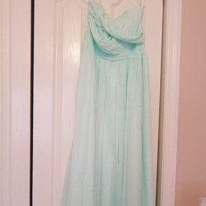 Mint chiffon maxi bridesmaid dress